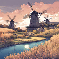 Windmills in the Dusk